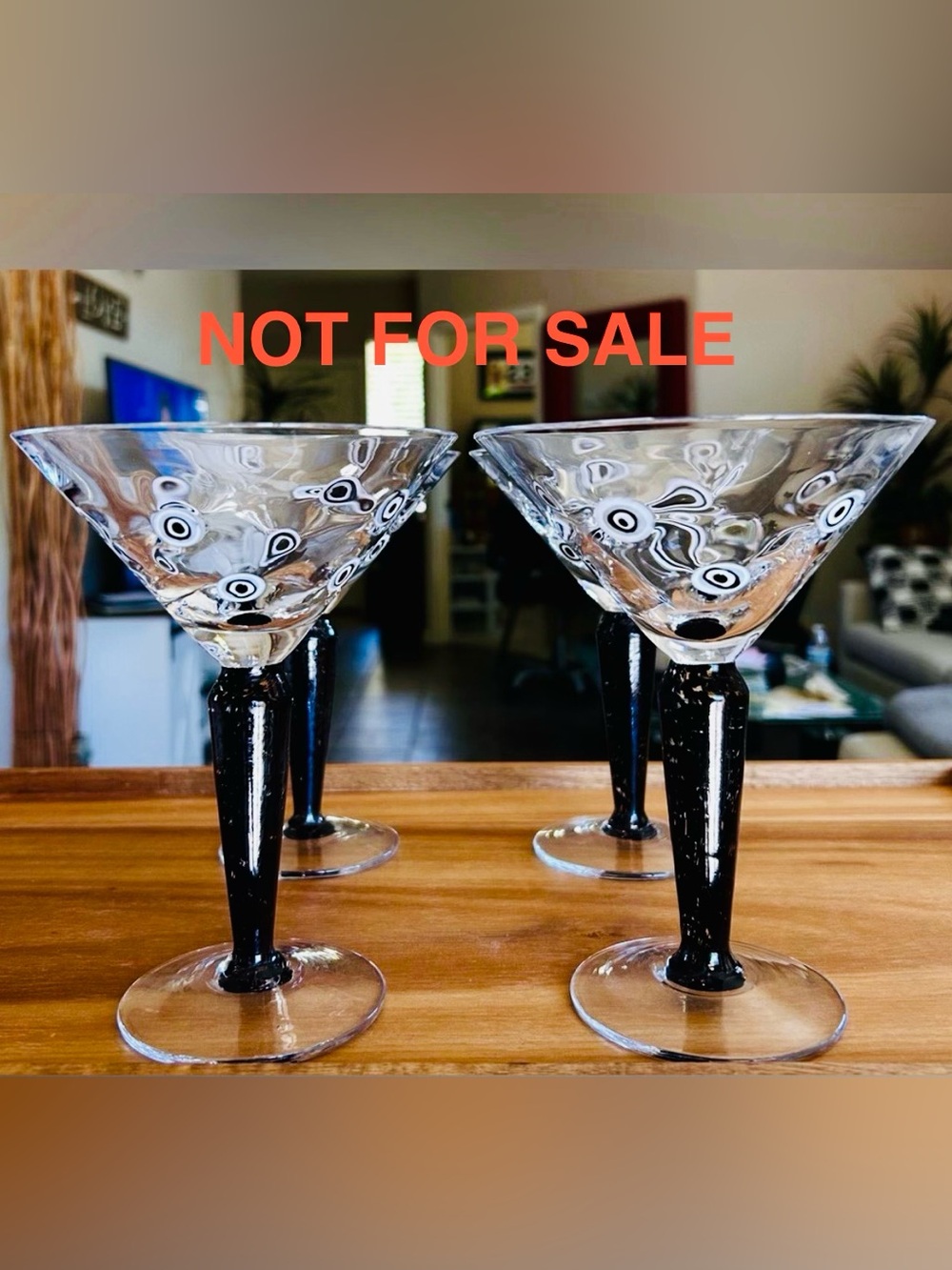SOLD in April
4 Murano Millefiori Black/White Martini Glasses Pristine Condition